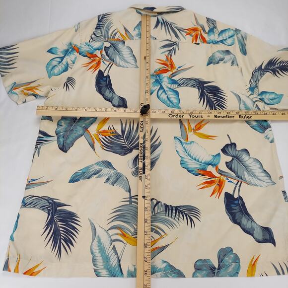 Tommy Bahama Men's Birds Eye View Tropical Hawaiian Silk Print Button Up Shirt L - Picture 6 of 6